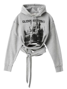 H&M x glenn martens Cropped Tie-Waist Hoodie